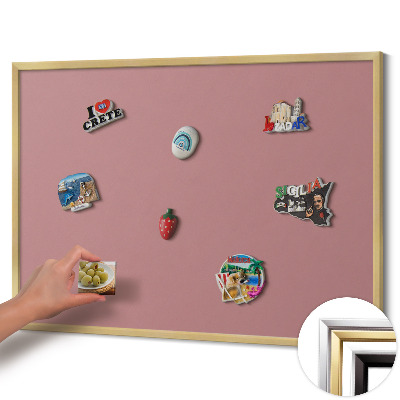 Tablă magnetică cu ramă aurie Culoare roz pastel
