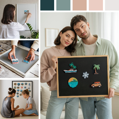 Tablă magnetică cu ramă aurie Culoare roz pastel