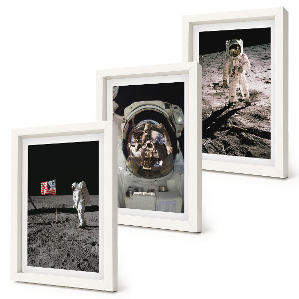 Set 3 tablouri Fotografii cu astronauții care aterizează pe Lună