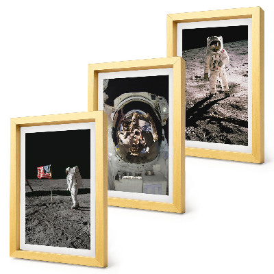 Set 3 tablouri Fotografii cu astronauții care aterizează pe Lună