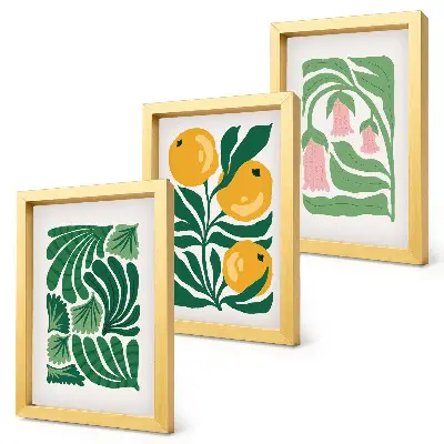 Galerie de perete cu modele minimaliste de plante cu fructe și frunze