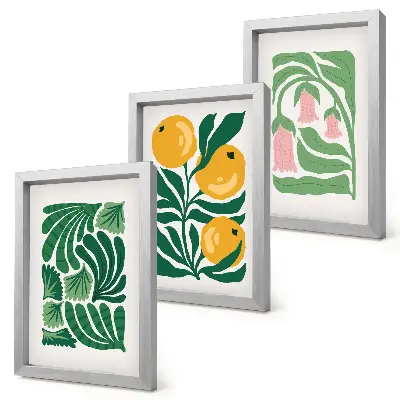Galerie de perete cu modele minimaliste de plante cu fructe și frunze