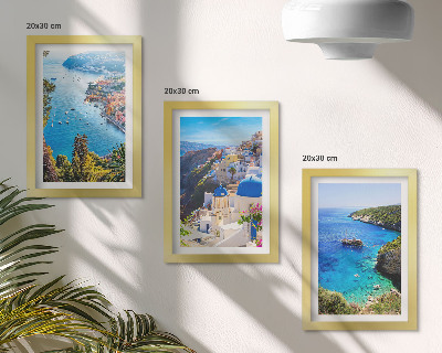 Set 3 tablouri Vederi ale litoralului grecesc și ale orașului Oia din Santorini