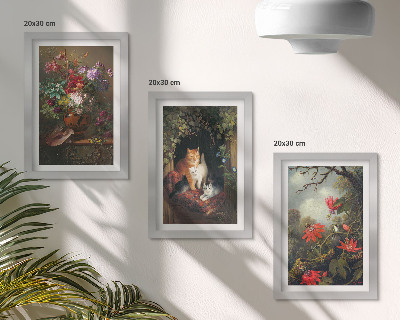 Galerie de perete Flori vintage, pisici și plante în natură