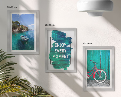 Galerie de perete Vedere la mare cu inscripție inspirațională de barcă și bicicletă