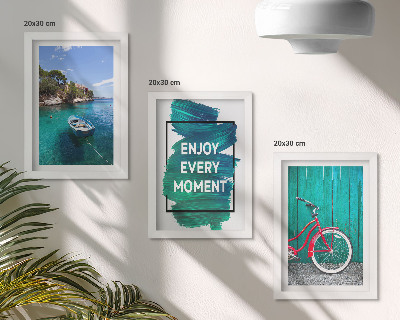 Galerie de perete Vedere la mare cu inscripție inspirațională de barcă și bicicletă