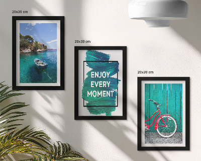 Galerie de perete Vedere la mare cu inscripție inspirațională de barcă și bicicletă