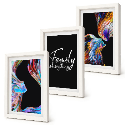 Set 3 tablouri Portrete de oameni în modele colorate și o inscripție despre familie