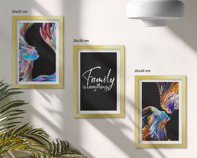 Set 3 tablouri Portrete de oameni în modele colorate și o inscripție despre familie