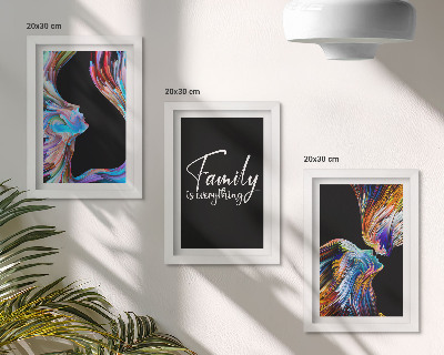 Set 3 tablouri Portrete de oameni în modele colorate și o inscripție despre familie