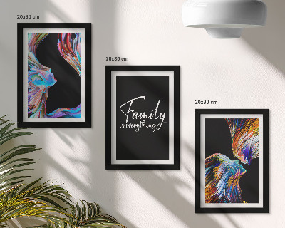 Set 3 tablouri Portrete de oameni în modele colorate și o inscripție despre familie