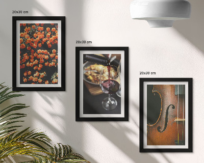 Set 3 tablouri Flori romantice vintage, vin și vioară