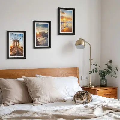 Galerie de perete cu poduri și apusuri de soare în peisajul urban