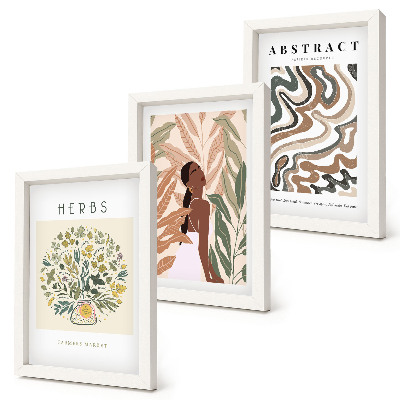 Set 3 tablouri Postere minimaliste pastelate cu estetică boho