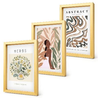 Set 3 tablouri Postere minimaliste pastelate cu estetică boho