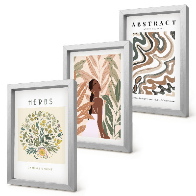 Set 3 tablouri Postere minimaliste pastelate cu estetică boho