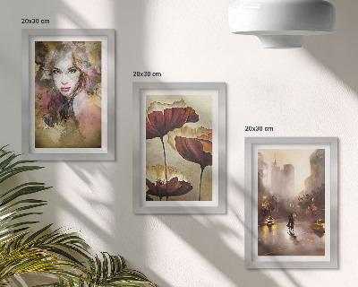 Galerie de perete Portret abstract al unei femei, flori, oraș în ploaie