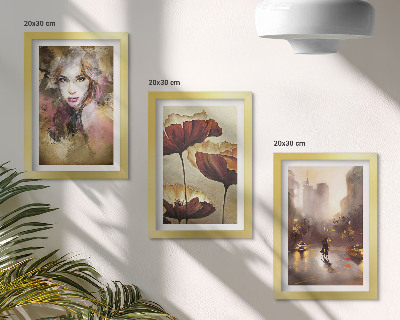Galerie de perete Portret abstract al unei femei, flori, oraș în ploaie