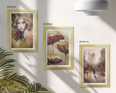 Galerie de perete portret abstract cu femeie flori și oraș în ploaie