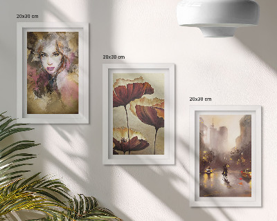 Galerie de perete Portret abstract al unei femei, flori, oraș în ploaie