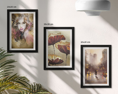 Galerie de perete Portret abstract al unei femei, flori, oraș în ploaie