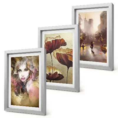 Galerie de perete portret abstract cu femeie flori și oraș în ploaie