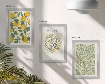 Galerie de perete cu motive de lămâi, ierburi și frunze