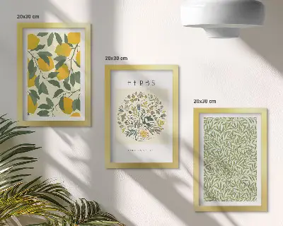 Galerie de perete cu motive de lămâi, ierburi și frunze