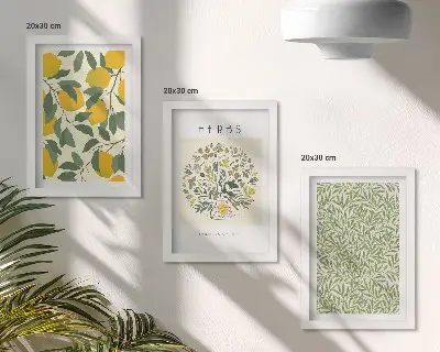 Galerie de perete cu motive de lămâi, ierburi și frunze