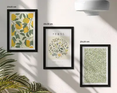 Galerie de perete cu motive de lămâi, ierburi și frunze