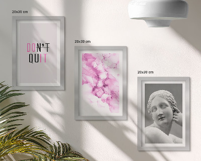 Set 3 tablouri Abstracție în acuarelă, slogan inspirator, sculptură antică