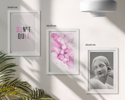 Set 3 tablouri Abstracție în acuarelă, slogan inspirator, sculptură antică
