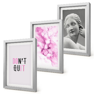 Set 3 tablouri Abstracție în acuarelă, slogan inspirator, sculptură antică
