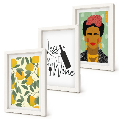 Galerie de perete Portretul Fridei Kahlo într-o sticlă de vin cu lămâi