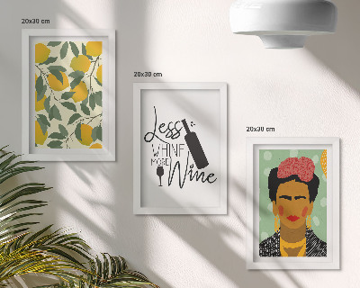 Galerie de perete Portretul Fridei Kahlo într-o sticlă de vin cu lămâi