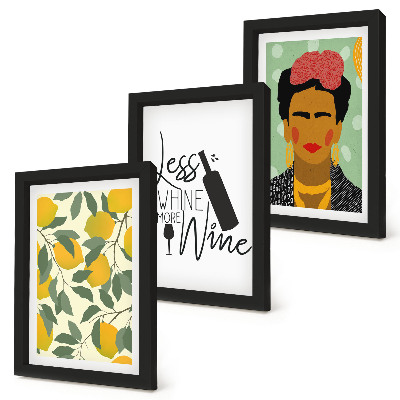 Galerie de perete Portretul Fridei Kahlo într-o sticlă de vin cu lămâi
