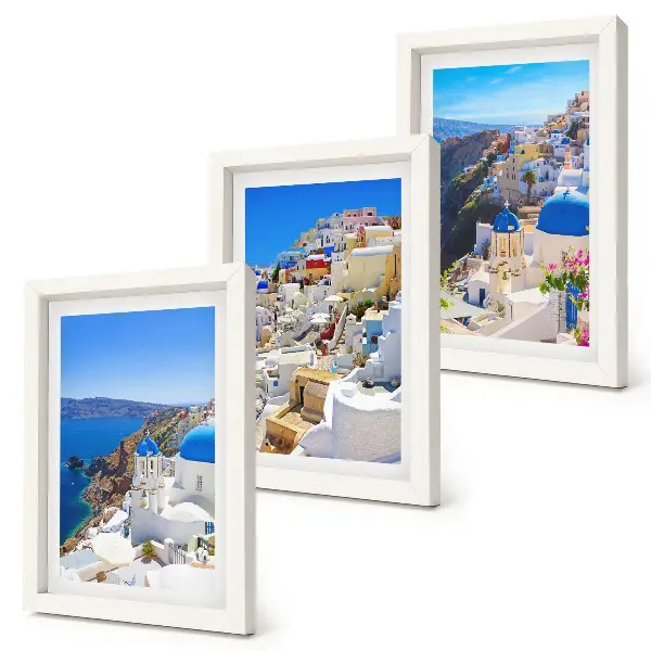 Set 3 tablouri cu vederi de arhitectură peisagistică din orașul Oia, Santorini, Grecia