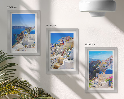 Set 3 tablouri Vederi de arhitectură peisagistică ale orașului Oia, Santorini, Grecia