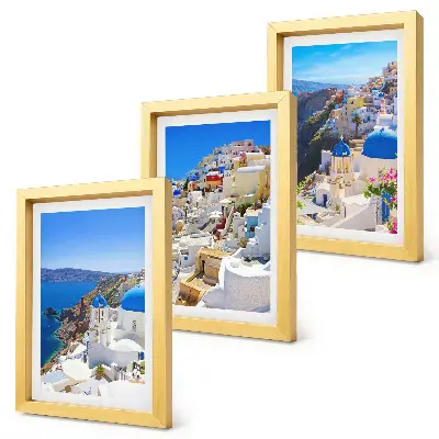 Set 3 tablouri cu vederi de arhitectură peisagistică din orașul Oia, Santorini, Grecia