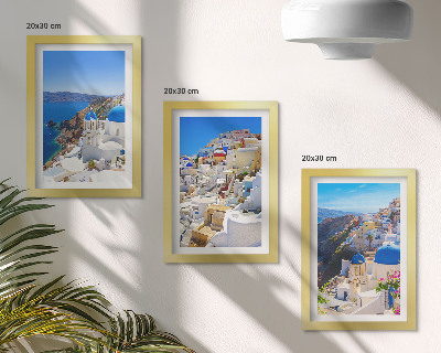 Set 3 tablouri Vederi de arhitectură peisagistică ale orașului Oia, Santorini, Grecia
