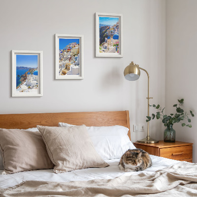 Set 3 tablouri Vederi de arhitectură peisagistică ale orașului Oia, Santorini, Grecia