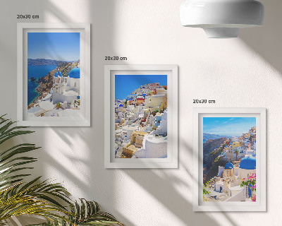 Set 3 tablouri Vederi de arhitectură peisagistică ale orașului Oia, Santorini, Grecia