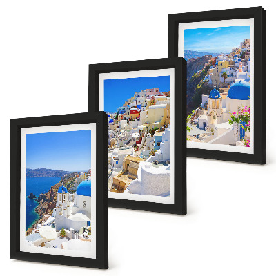 Set 3 tablouri Vederi de arhitectură peisagistică ale orașului Oia, Santorini, Grecia