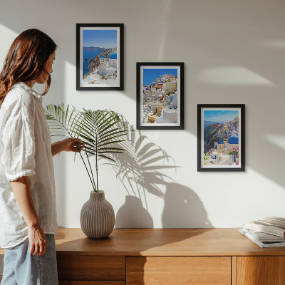 Set 3 tablouri Vederi de arhitectură peisagistică ale orașului Oia, Santorini, Grecia