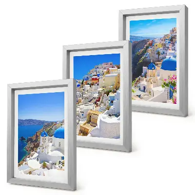 Set 3 tablouri cu vederi de arhitectură peisagistică din orașul Oia, Santorini, Grecia