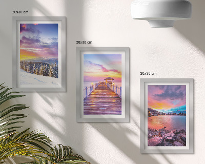 Galerie de perete Peisaj montan de iarnă cu un dig pe lac