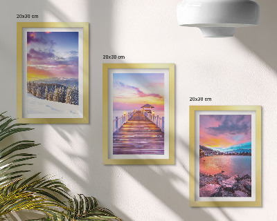 Galerie de perete Peisaj montan de iarnă cu un dig pe lac
