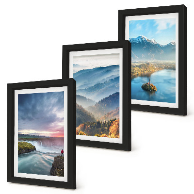 Set 3 tablouri Peisaje montane pitorești și cascade în natură