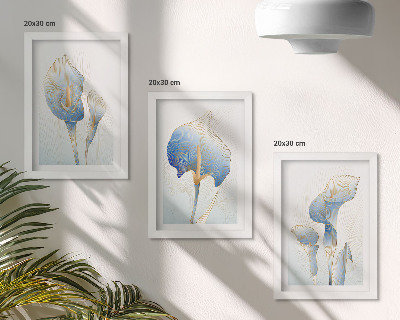 Galerie de perete Flori albastre delicate pe un fundal deschis