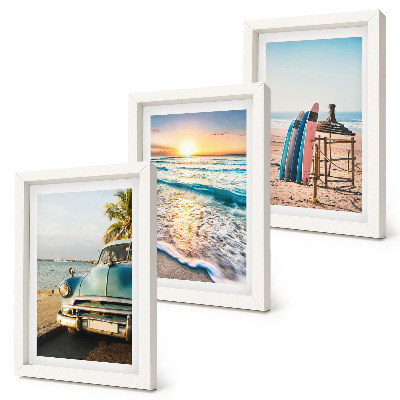 Set 3 tablouri Apus de soare peste mare în vacanța din Miami
